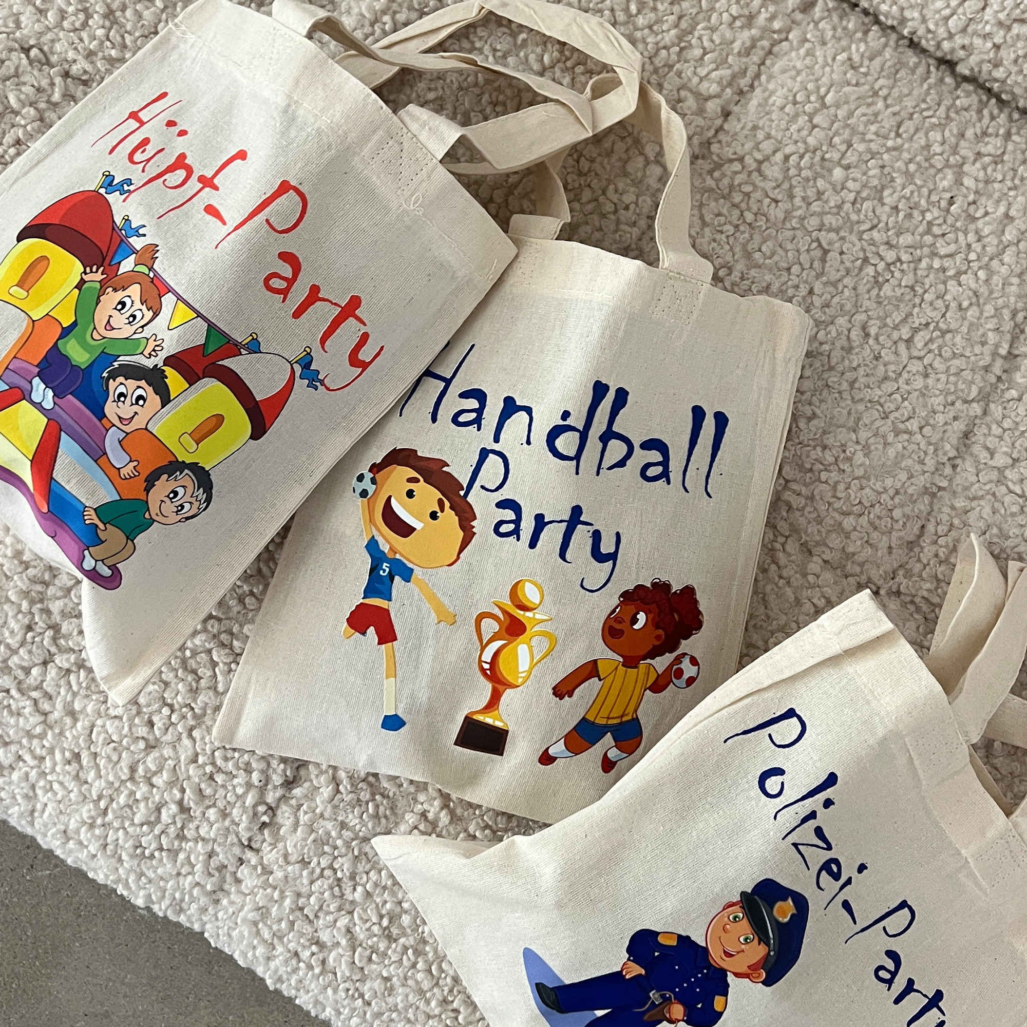 Hüpfburg Trampolin Kindergeburtstag Party Mitgebsel Taschen Beutel im 5er Set Hüpfburg Trampolin Kindergeburtstag Party Mitgebsel Taschen Beutel im 5er Set