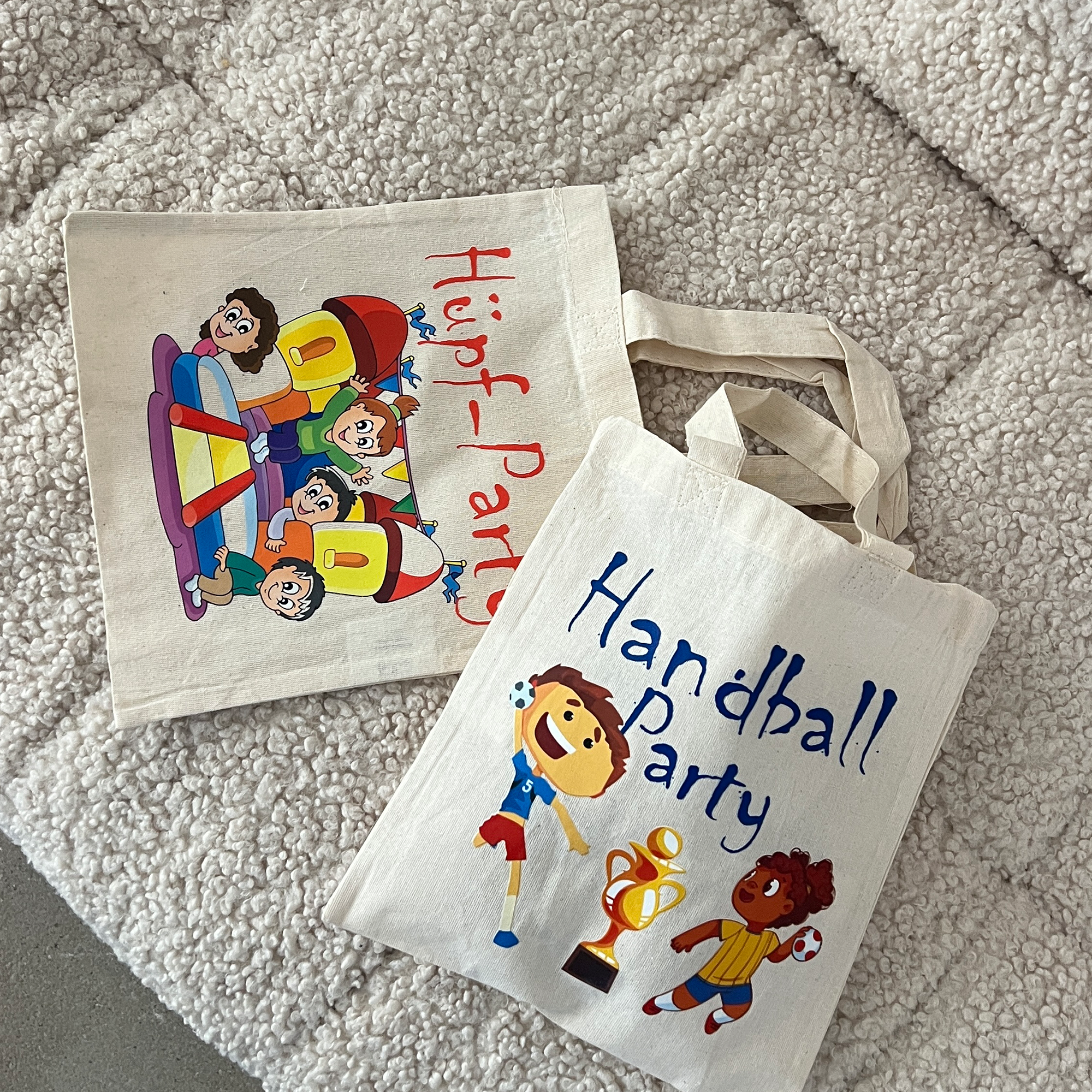 Hüpfburg Trampolin Kindergeburtstag Party Mitgebsel Taschen Beutel im 5er Set Hüpfburg Trampolin Kindergeburtstag Party Mitgebsel Taschen Beutel im 5er Set